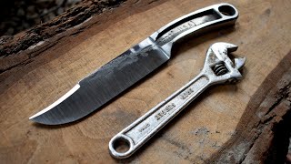 Forging a BOWIE KNIFE from a broken crescent wrench [upl. by Viradis]