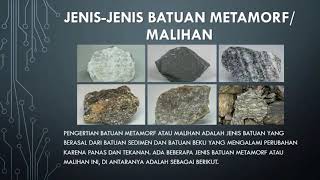 Jenis Jenis Batuan MalihanMetamorf [upl. by Nuawd989]