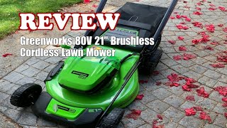 Greenworks 80V 21quot Brushless Cordless Lawn Mower  Review 2024 [upl. by Jansson670]