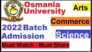 Osmania University  Hyderabad  2022 Admission stated All  Arts Commerce Science Computers [upl. by Cathrin661]