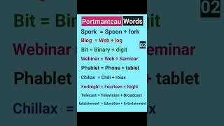 02 Portmanteau words  Blog Spork webinar telecast chillax bit vocabulary wordpower [upl. by Zonnya]