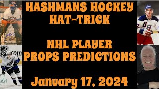 NHL Player Prop Predictions Picks amp Parlay Today 11724 Hashmans Hockey Hattrick [upl. by Ardekan364]