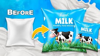 Professional Milk Packaging Design Tutorial  Adobe Photoshop 2023 [upl. by Kannan349]