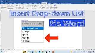 How To Insert a Drop Down List In MS Word  Add Dropdown List in Microsoft Word [upl. by Nomyt]