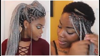 Box Braids On Extremely Short 4C Hair Waist length  styles [upl. by Sissel588]