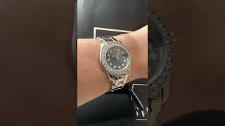 Rolex Pearlmaster 18K White Gold Blue Diamond Dial Bezel Watch 69299 Wrist Roll  SwissWatchExpo [upl. by Aramat45]