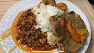 Puerto Rican Cook With Me Gandules White Rice Plantains and Pork Chops [upl. by Wilton]