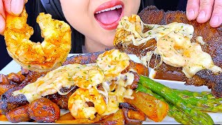 ASMR MUKBANG  Creamy Parmesan Steak and Shrimp  Eating Sounds  ASMR Phan [upl. by Carling]