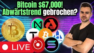 Bitcoin zurück auf 67000 Abwärtstrend gebrochen  Chartanalysen Messe News amp Krypto QampA [upl. by Nelsen]