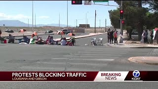 Demonstration blocks entrance to Kirtland AFB [upl. by Nnomae459]