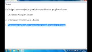 Jak przywrócić wyszukiwanie google w chrome [upl. by Aika]