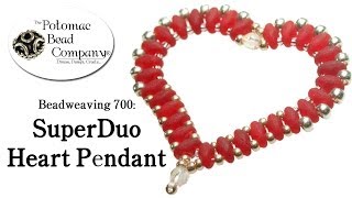 Make a SuperDuo Heart Pendant Beadweaving 700 [upl. by Ennayk]