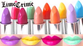 Lime Crime Lipstick Swatches on Lips 10 colors [upl. by Japha73]