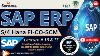 SAP S4 Hana ERP FICO Lec16 amp 17 Creation of Sales Inquiries Quotation and Order solved errors [upl. by Tremann]