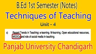 Notes MOOCS bed 1st semester technique of teaching panjab University Chandigarh [upl. by Urbas]