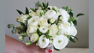 Making a bridal bouquet using ranunculus [upl. by Kaliski]