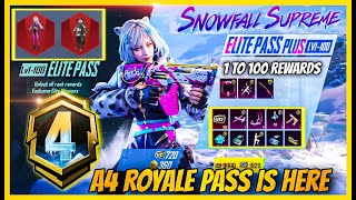 A4 ROYAL PASS IS HERE  FREE UPGRADABLE GUN SKIN  1 TO 100 REWARDS IN 29 WINTER UPDATE  BGMI [upl. by Eciuqram399]