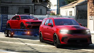 Hellephant Durango Pulling Ghoul Charger to a Mopar Meet NRP GTA 5 Nukem RP Civilian [upl. by Cornew]