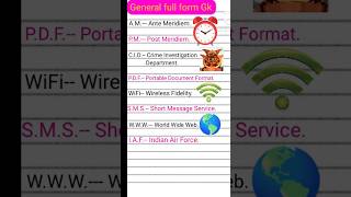 General full form gk❓amp simple full form used in daily life AM PM CID PDF WiFi SMS WWW IAF [upl. by Cerracchio]