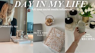 WORK DAY VLOG my wfh routine productivity tips creating content  influencer work [upl. by Ybeloc]