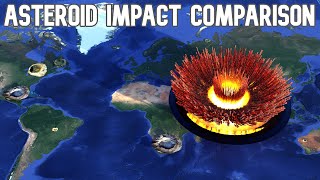 Asteroid impact Size Comparison On The Earth☄️🌎🔥 [upl. by Llemhar641]