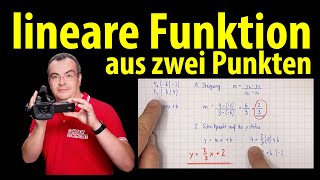 lineare Funktion  aus zwei Punkten berechnen und zeichnen  Lehrerschmidt [upl. by Drona]