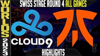 C9 vs FNC Highlights ALL GAMES  S13 Worlds 2023 Swiss Stage Day 6 Round 4  Cloud9 vs Fnatic [upl. by Anahsor]