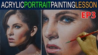 Acrylic Portrait Painting Tutorial  Ep 3  Beautiful Lady in Step by Step by JM Lisondra [upl. by Alwitt]