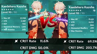 1000 Elemental Mastery VS 200 Crit Damage Kazuha [upl. by Annhoj228]