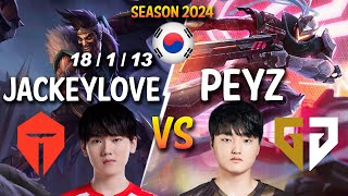 TES JackeyLove vs GEN Peyz  JackeyLove DRAVEN vs Peyz LUCIAN ADC  Patch 145 KR Ranked CHALLENGER [upl. by Mcroberts572]