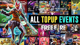 FREE FIRE ALL TOPUP EVENTS  ALL TOPUP EVENTS  GARENA FREE FIRE [upl. by Merth180]