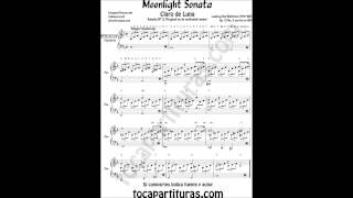 Sonata Claro de Luna Partitura Fácil para Piano en Re Menor Original en Do menor [upl. by Anirbes]