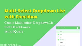 Multi select Dropdown List with Checkbox using jQuery [upl. by Sundin]