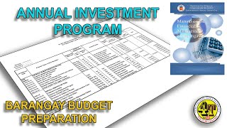 ANNUAL INVESTMENT PROGRAM AIP  BARANGAY ANNUAL BUDGET [upl. by Yatnohs]