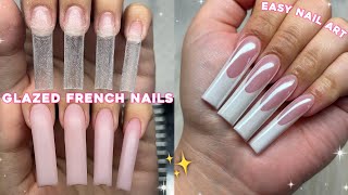 GLAZED FRENCH POLYGEL NAILS✨ BEGINNER FRIENDLY POLYGEL APPLICATION amp EASY NAIL ART  Nail Tutorial [upl. by Erasmus187]