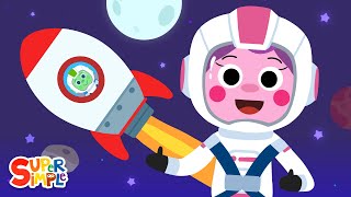 Were Going On A Rocket Ship  Kids Space Travel Song  Super Simple Songs [upl. by Norbel]