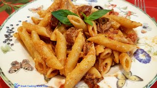 How to make Penne with Spicy Sausages in quotAll Arrabbiata Saucequot  Πέννες Αλά Αραμπιάτα [upl. by Sahc]