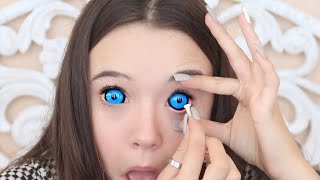 Putting In 4 HUGE Sclera Color Contacts For The First Time Tips for you too  Fiona Frills [upl. by Ahsimal930]