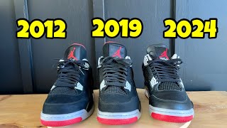 Air Jordan 4 Bred Comparison 2012 vs 2019 vs 2024 [upl. by Survance]