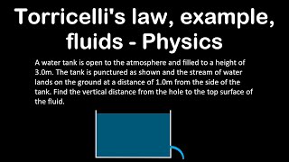 Speed of efflux  Torricellis Law  Chapter 9  Mechanical Properties of Fluids  Class 11 Physics [upl. by Denten7]