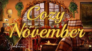 Cozy Autumn ASMR Ambience 🍂 November Mood 🍁 Autumn Cabin 💦❄️ Rainy amp Snowy Weather [upl. by Shelden869]