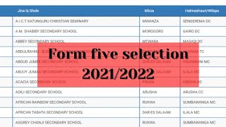 🔴 FORM FIVE SELECTION 20212022waliochaguliwa Kujiunga kidato Cha tano 20212022Form five 202122 [upl. by Skippie526]