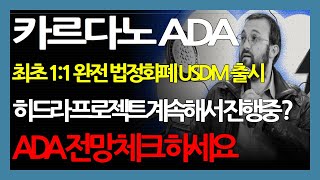 카르다노 ADA 최초 11 완전 법정화폐 USDM 출시 히드라 프로젝트 계속해서 진행중  ADA 전망 체크 하세요 [upl. by Yoho]