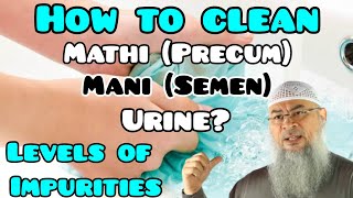 How to clean from Mathi Precum Mani Semen Urine Levels of impurities in Islam Assim al hakeem [upl. by Richmound614]