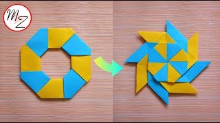 8Pointed Transforming Ninja Star DIY Origami paper toys  How to make a ninja star from paper [upl. by Dodwell]