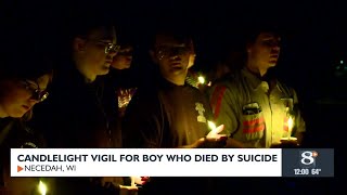 Necedah community holds candlelight vigil for 11yearold boy who died by suicide [upl. by Schoenburg]