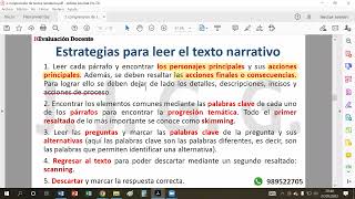 Estrategias para leer textos narrativos práctica nochecita [upl. by Aratehs730]