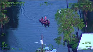 Chopper footage as deputies rescue people from high waters after Hurricane Milton [upl. by Lancelle]