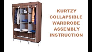 Kurtzy Collapsible Clothes Storage Wardrobe Cupboard With 6 Cabinet And 2 Long Shelves Hanging Rail [upl. by Aroc]