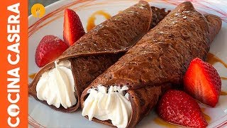 Crepes o panqueques de chocolate Recetas de Postres [upl. by Xylina]